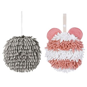 REGALWOVEN 2 Pcs Cute Soft Absorbent Chenille Ball Fuzzy Hand Towel - 1 of 4