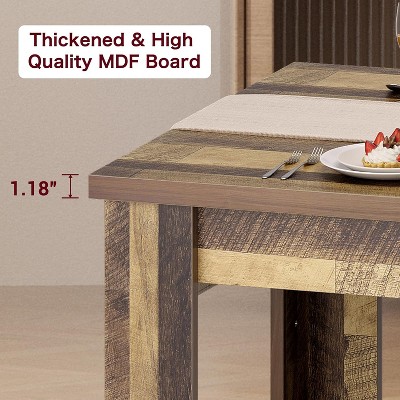 Rustic Brown Rectangular Wooden Dining Table for 6