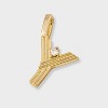 14K Gold Dipped Cubic Zirconia Ribbed Letter Charm - A New Day™ Gold - 2 of 2