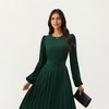 Anna-Kaci Women's Long Sleeve Pleated Maxi Dress with Belted Waist and Round Neckline - 4 of 4