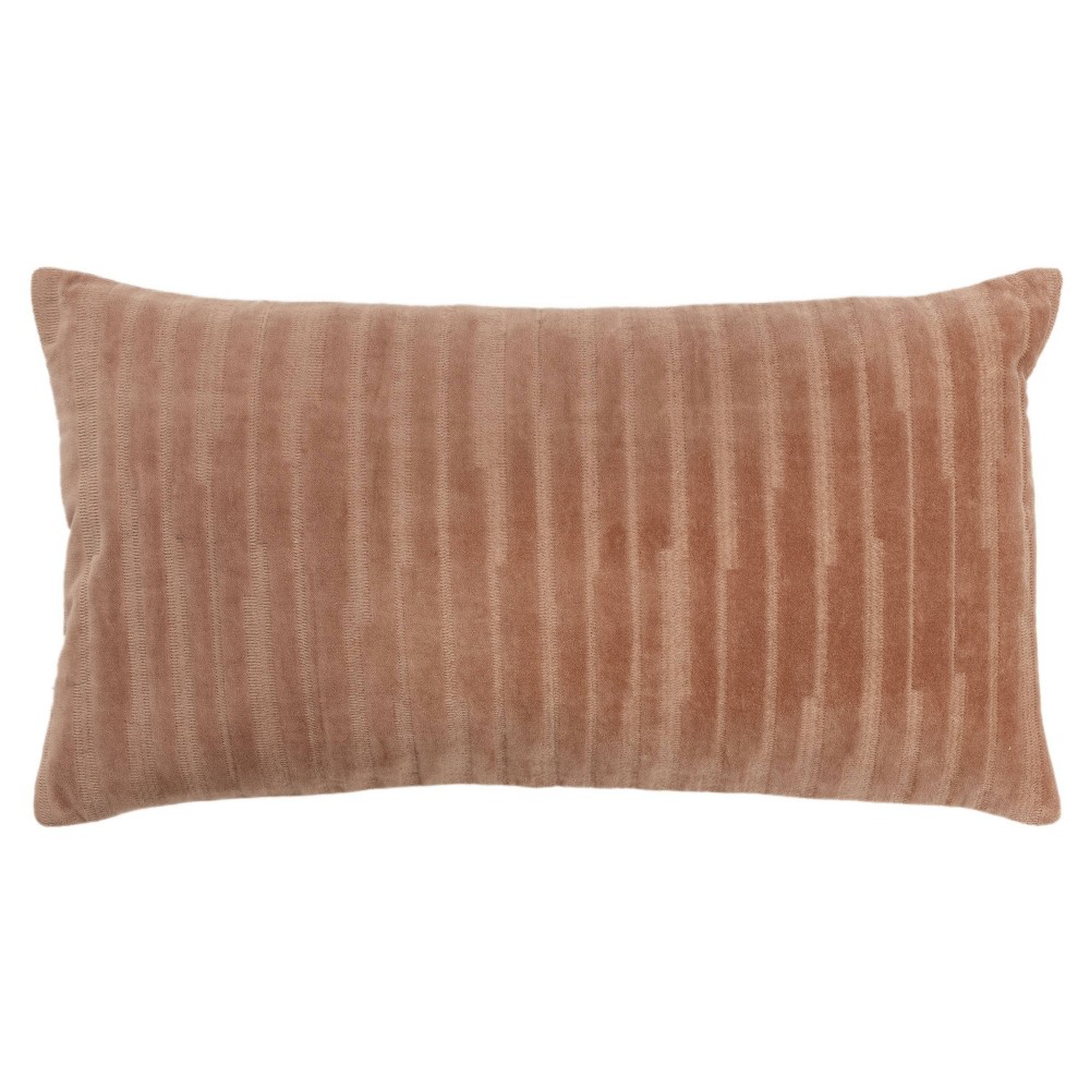 Photos - Pillowcase 14"x26" Oversized Striped Lumbar Throw Pillow Cover Camel - Rizzy Home