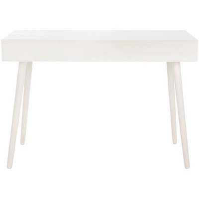 Distressed White Retro Wood Writing Desk with Drawers