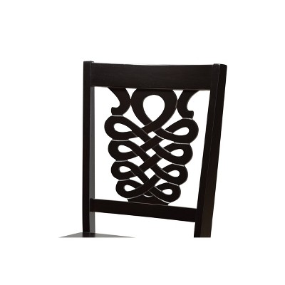 Gervais Espresso Scoop Seat Wood Dining Chair Set with Geometric Back