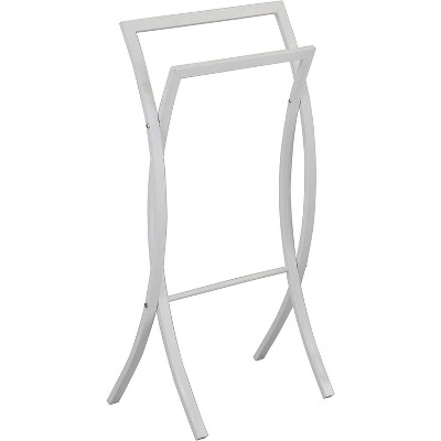 White Metal Freestanding 2-Tier Towel Rack Stand