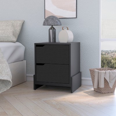 NicBex Modern Nightstand with 2 Drawers,Bedside Table with Wood Sturdy Base for Living Room Bedroom