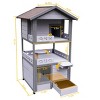 LAOTIES Outdoor Cat House,3 Story Weatherproof Wooden Feral Cat Shelter with Balcony,Litter Box And Scratching Post - 2 of 4