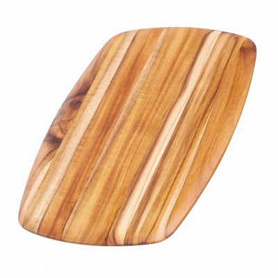 TeakHaus Elegant Collection Teak Wood Edge Grain Gently Rounded 14x9 Inch Rectangular Board