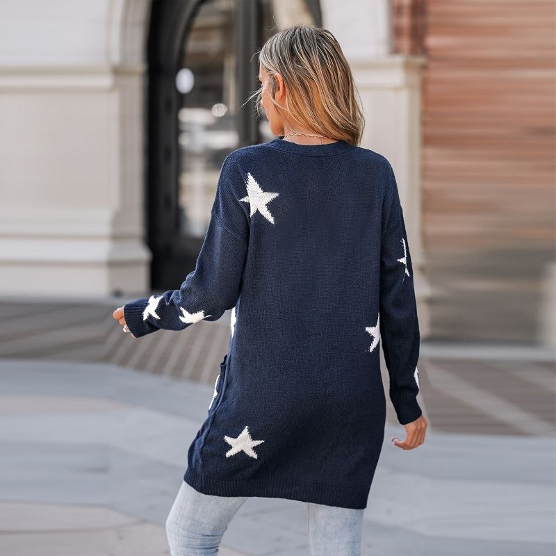 Women's Star Print Button-Front Cardigan - Cupshe, 4 of 7