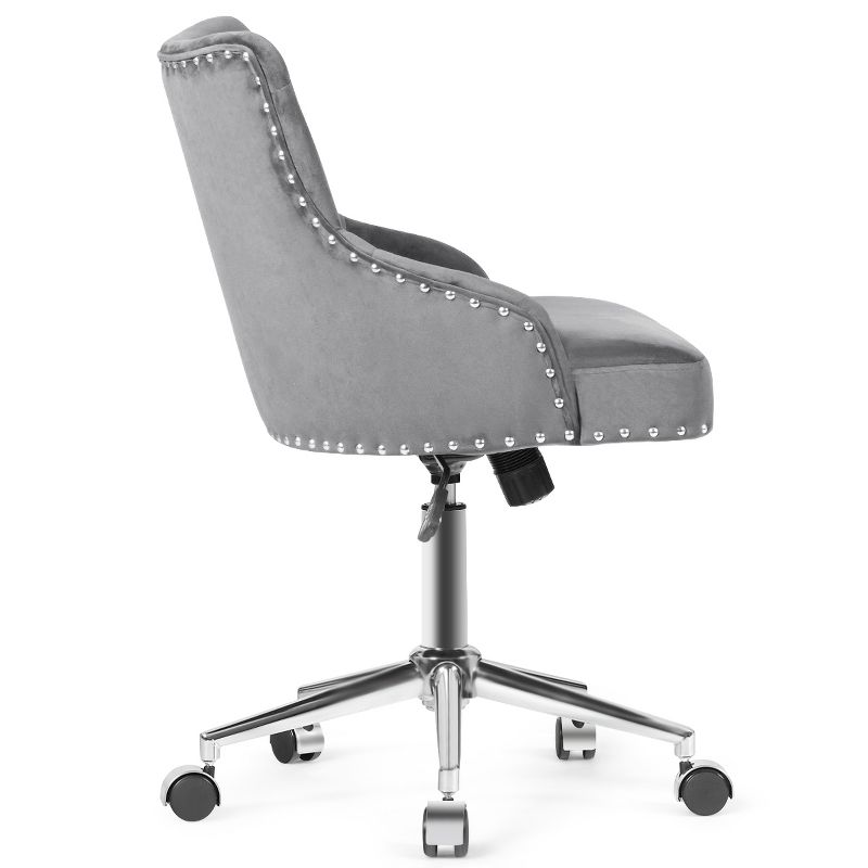 Tangkula Velvet Desk Chair Upholstered 360°Swivel Height Adjustable Rolling Office Chair for Office Bedroom Living Room, 5 of 7