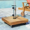 Okak Minimalism Square Umbrella Stand with Acacia Wood Frame, Umbrella Base with Wheels and Adjustable Knob, Outdoor Umbrella Base, Teak - 3 of 4