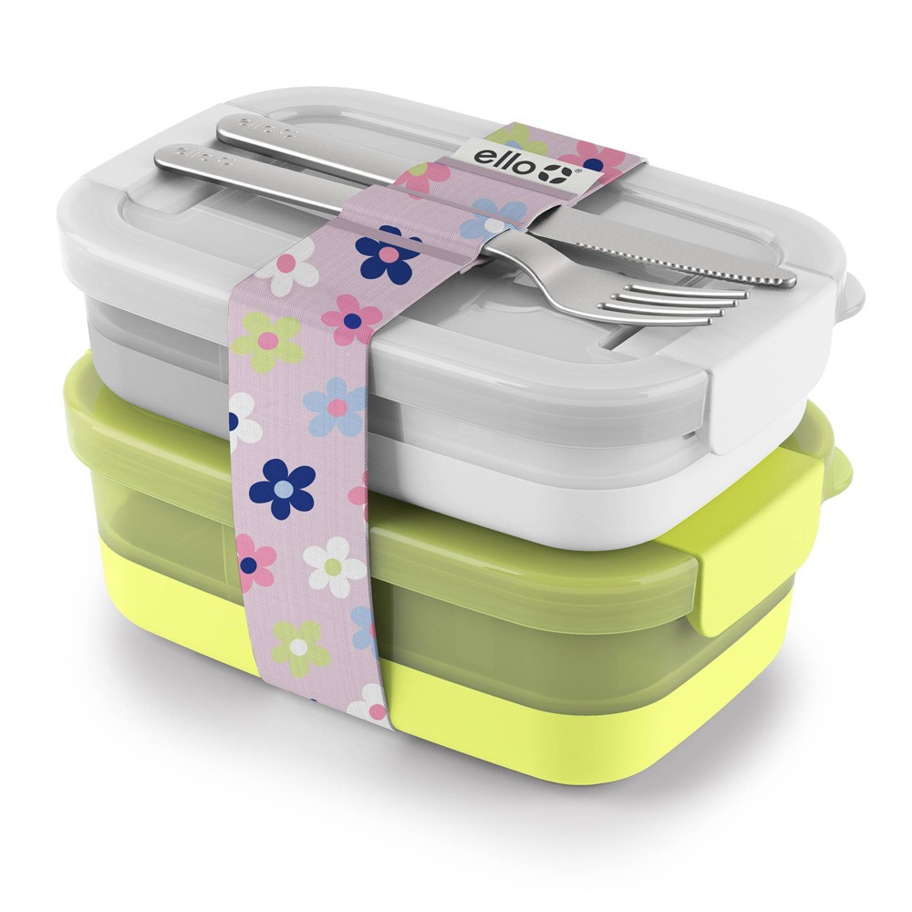 Photos - Food Container Ello 2pk Plastic Lunch Stack Food Storage Container Set Zapped