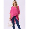 INSPIRE CHIC Women's High Low Hem Scoop Neck Asymmetrical 3/4 Sleeve Summer Top - 3 of 4