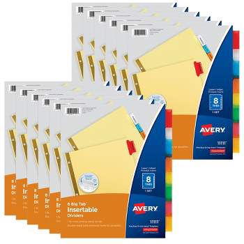 Avery® Big Tab™ Insertable Dividers, Buff Paper, 8-Tab Set, Multicolor, 12 Sets