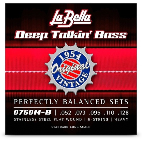 La Bella 750G-B Gold White Nylon Tape Wound Bass Strings - 5-String Set, Light Gauge (50-135)