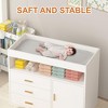 Baby Changing Table Dresser, Nursery Dresser Chest, Wood Diaper Changing Station, with Changing Table Top, Safety Rails, 3 Drawers - 3 of 4