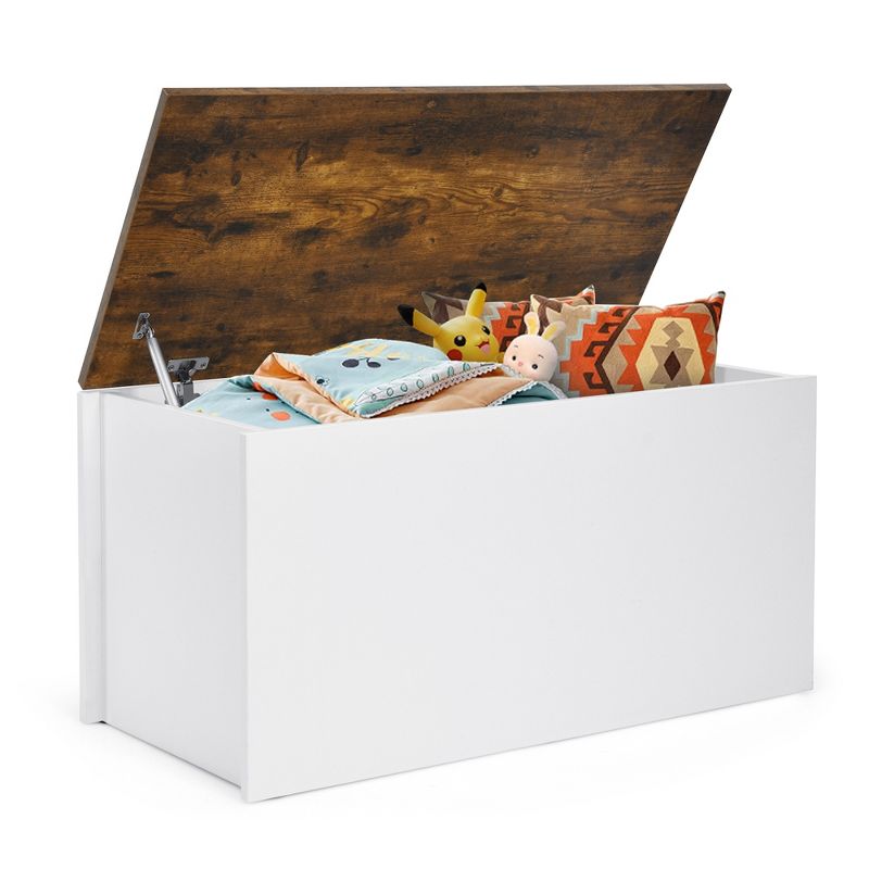Costway Flip-top Storage Chest Lift Top Storage Bench Wooden Deck Box Toy Box, 1 of 11