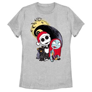 Women's The Nightmare Before Christmas Jack and Sally Christmas Portrait T-Shirt - 1 of 4