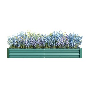 Lirago,91.34"L*44.69"W*11.81"H, Rectangle Galvanized Metal Raised Garden Bed - Large Outdoor Planter Box for Vegetables & Flowers, Green - 1 of 4