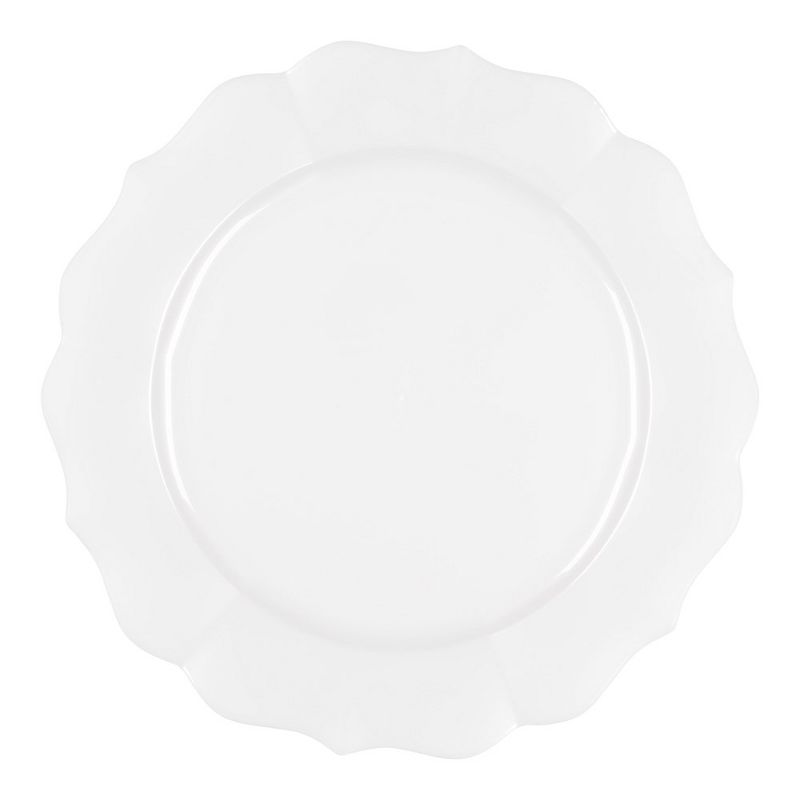 Smarty Had A Party 10.25" Pearl White Round Lotus Disposable Plastic Dinner Plates, 1 of 7