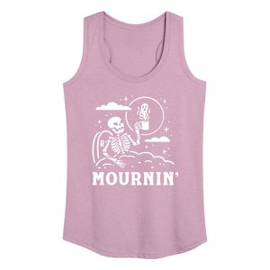 Women's - Instant Message - Mournin Skeleton And Coffee Graphic Racerback Tank - 1 of 4