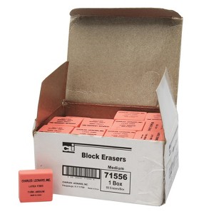 Charles Leonard Eraser, Synthetic, Latex Free, Block Shape, Medium, Pink, Box of 60 - 1 of 1