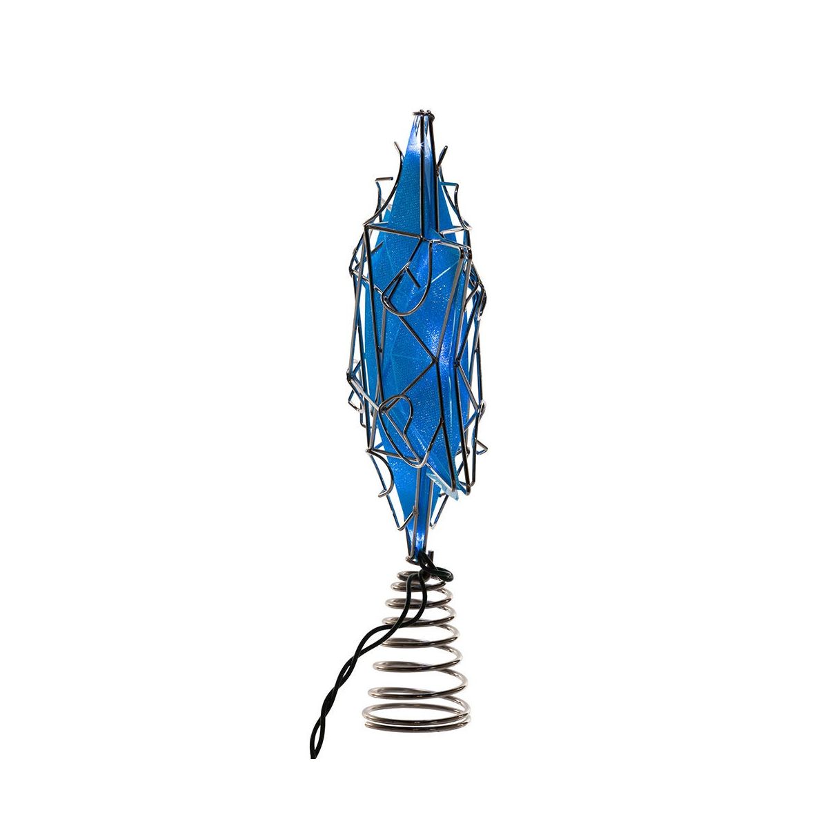 Kurt Adler UL 10-Light LED Silver and Blue Shimmer Star Treetop - thumbnail 4
