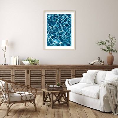 Reflections IV Blue Water Photography with Natural Wood Frame
