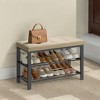 Shoe Bench, Storage Bench, Entryway Bench with Cushion, Shoe Shelf with Seat, Storage Organizer with Foam Padded Seat Linen Metal Frame - 3 of 4