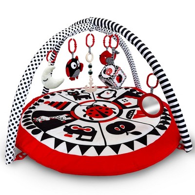 Image of QUOKKA High Contrast Round Baby Playmat for Floor with Sound and Toys