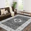 Washable Vintage Printed Rug Non Slip Low Pile Rug Soft Throw Floor Cover Foldable Indoor Carpet for Living Room Bedroom Playroom - 3 of 4