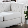 VYNXARIA 84.65 inch Rolled Arm Chesterfield 3 Seater Sofa,White + Polyester - 4 of 4