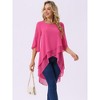 INSPIRE CHIC Women's High Low Hem Scoop Neck Asymmetrical 3/4 Sleeve Summer Top - 4 of 4
