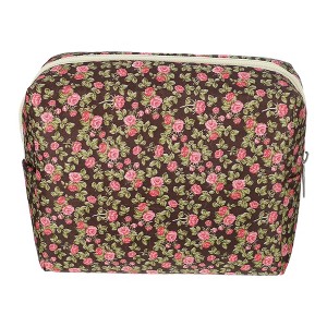 Unique Bargains Portable Peony Cosmetic Bag Rose Red 1 Pc - 1 of 3