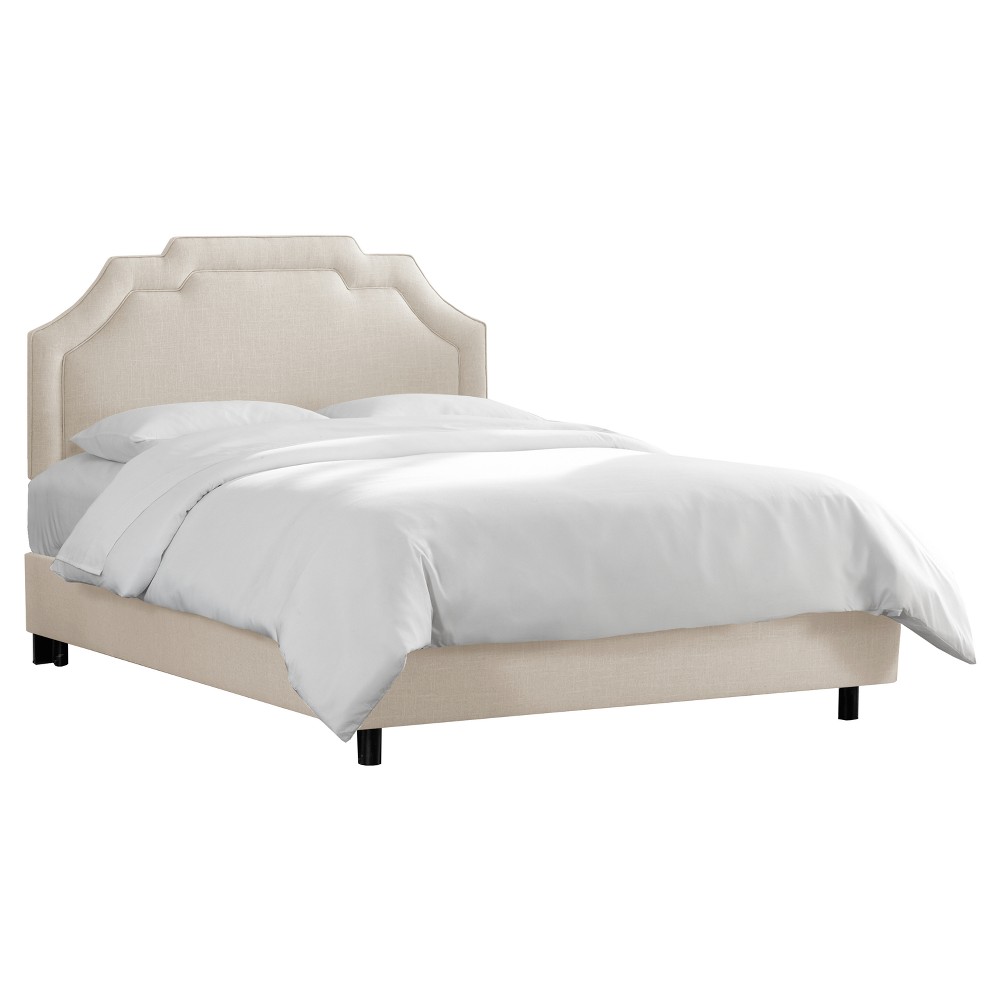 Photos - Bed Skyline Furniture Queen Axel Upholstered Border  Linen Talc: Classic Sc