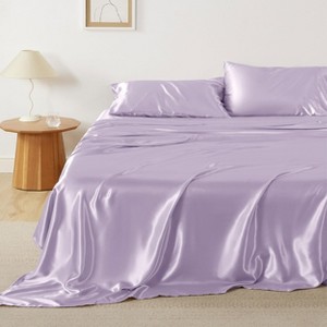 Satin Sheets Queen Size - Similar to Silk Sheets, Silky Bedsheet, Luxury & Ultra Soft, Non-Fading & Wrinkle Free, Good for Hair & Skin, Gifts for Wome - 1 of 4