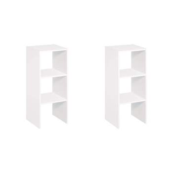 ClosetMaid 31 Inch 2 Cube White Decorative Home Stackable Standing Shelf Storage Organizer for Home, Office, and Garage, 2 Pack