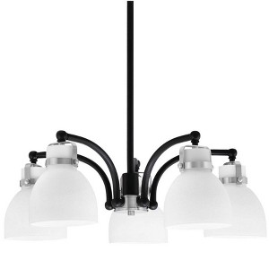 Toltec Lighting Easton 5 - Light Chandelier in  Matte Black/Brushed Nickel with 6'' White Muslin Shade - 1 of 1