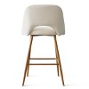 Boucle Counter Stool Set Of 3 Modern Upholstered Arched Back Kitchen Island Seating With Padded Seat And Footrest-Tanpinhause - 3 of 4