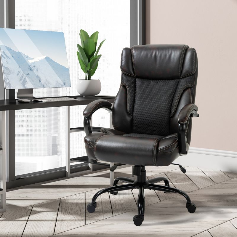 Vinsetto 484LBS Big and Tall Ergonomic Executive Office Chair with Wide Seat, High Back Adjustable Computer Task Chair Swivel PU Leather, 3 of 10