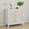 PDTEND 31.5" Carved Wood Decorative Storage Cabinet with Adjustable Shelves and Double Doors, White - 4 of 4