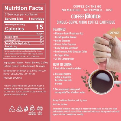 @Once Coffee Americano Single Serve Nitro Coffee Cartridges - 96g/6ct