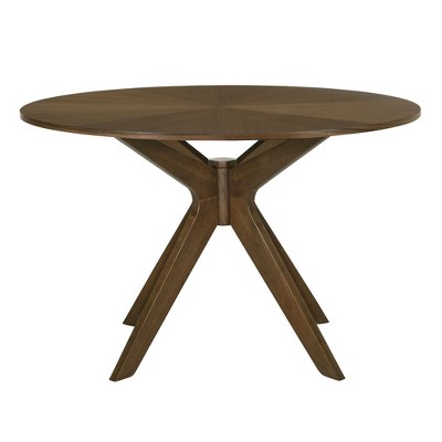 Walnut Round Mid-Century Modern Dining Table with Tapered Legs