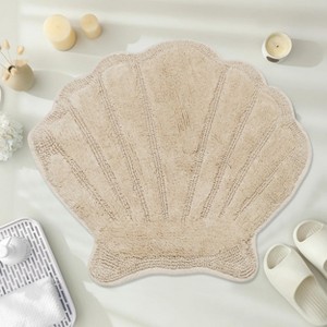 Marilyn Collection Seashell Shape Bath Rug – 100% Cotton, Ultra Plush 2200 GSM, Machine Washable Reversible Bathroom Mat – 25" x 28" Shell - 1 of 4