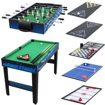 Sunnydaze 10-in-1 Multi-Game Table with Billiards, Foosball, Hockey, Ping Pong, Chess, Checkers, Backgammon, Shuffleboard, Bowling, and Cards - 49.5"
