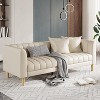 78" Faux Leather Sofa Couch, Modern 3-Seater with Deep Seats, 2 Throw Pillows, Wood Legs, for Living Room, Apartment or Bedroom - 2 of 4