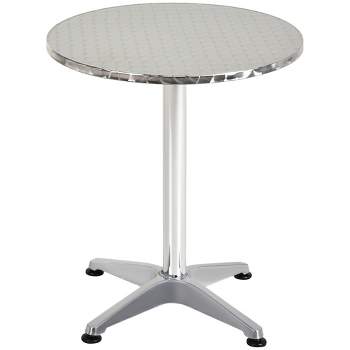 HomCom 24 Inch Round Bar Table 43" H Adjustable Stainless Steel Top Aluminum Frame Home Pub Bistro