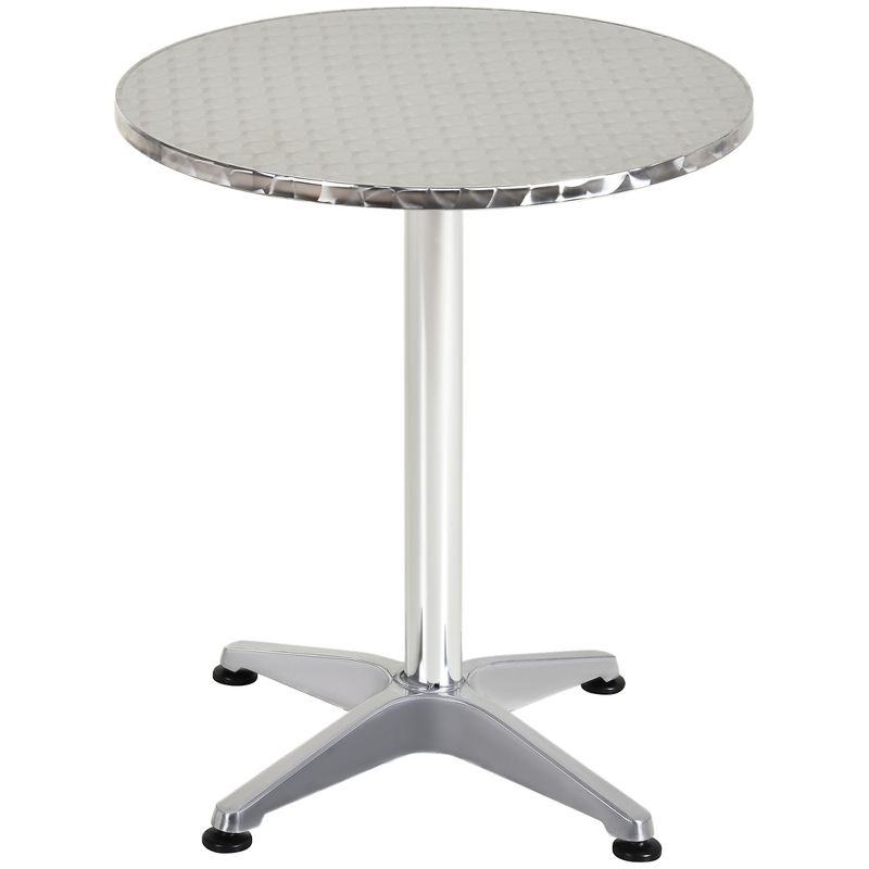 HomCom 24 Inch Round Bar Table 43" H Adjustable Stainless Steel Top Aluminum Frame Home Pub Bistro, 1 of 8
