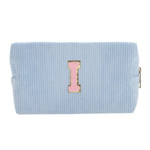 Unique Bargains Corduroy Rectangular Letter Makeup Bag Sky Blue 1 Pc - 1 of 4