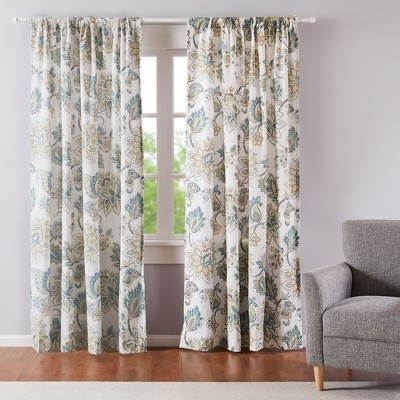 Palladium Grey Floral Drape Panel - One Drape Panel Grey - Levtex Home