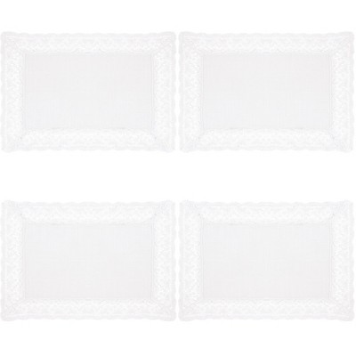 White Lace Border Rectangle Polyester Placemats Set